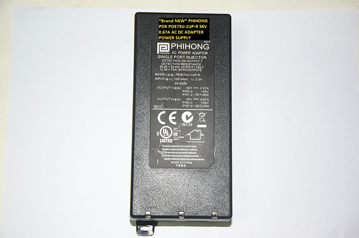 *Brand NEW* AC DC ADAPTER PHIHONG 56V 0.67A POE POE75U-1UP-R POWER SUPPLY